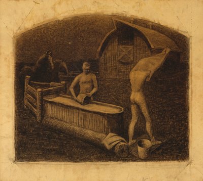 Saturday Night Bath by Grant Wood
